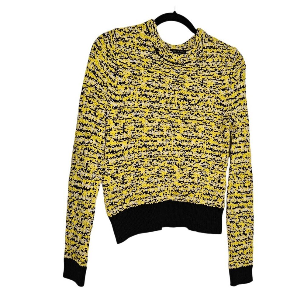Rag And Bone Women's Yellow And Black Crew Neck Cotton Sweater Size XS - Picture 1 of 4